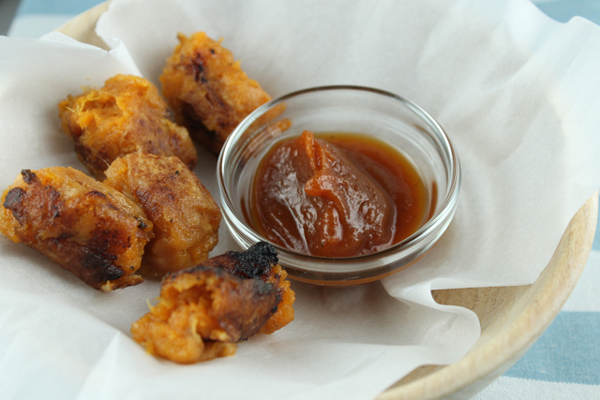 sweet potato tots with maple mustard dipping sauce